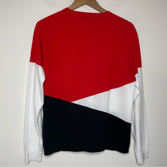 Worth New York Women's Sweater Black White Red Color Block Crewneck Size L 57% C - Picture 6 of 8